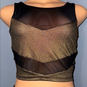 Bebe Sheer Metallic Crop Top - Size Small